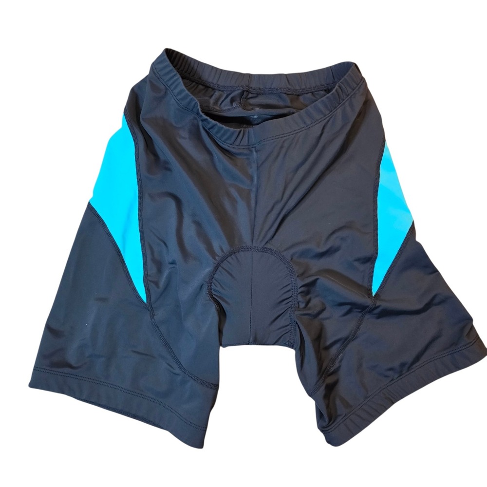 Beroy Women L Cycling Shorts Black Blue Padded Spandex Athletic Biking Bottoms
